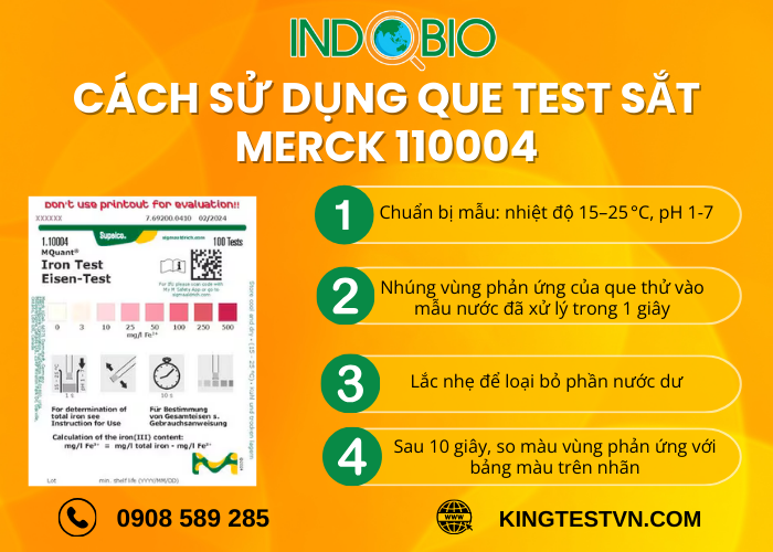 Cách sử dụng que test Fe Merck 110004
